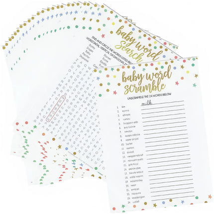 Baby Shower 2-in-1 Word Game | 5" x 7" | 12 Pcs