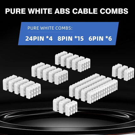 16AWG PSU Cable Extension Kit with Cable Combs,1x24pin ATX/2x8pin(4+4) EPS/3x8pin(6+2) PC Sleeved Cables 30cm Length,Power Supply Extension Cable Kit(Blue/White)