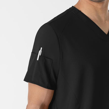 WonderWink 6355ABLACMD W123 Men's V-Neck Top, Black, Standard-M Size