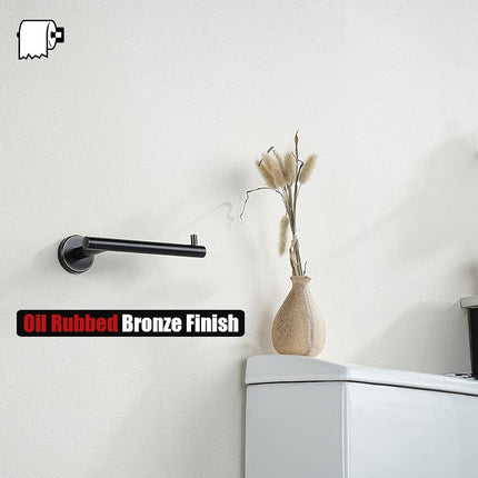 JQK Toilet Paper Holder Oil Rubbed Bronze, 5 Inch 304 Stainless Steel Thick 0.8mm Tissue Paper Dispenser for Bathroom, Hold Mega Rolls Wall Mount 2 Pack, TPH100-ORB-P2