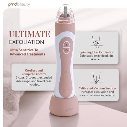 PMD Personal Microderm Elite Pro - At-Home Microdermabrasion Machine with Kit for Face & Body - Exfoliating Crystals and Vacuum Suction for Fresh and Radiant Skin - Three Speed and Suction Options