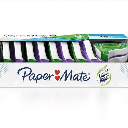 Paper Mate Liquid Paper DryLine, Extra Long Tape, Assorted Colors, 10 Count