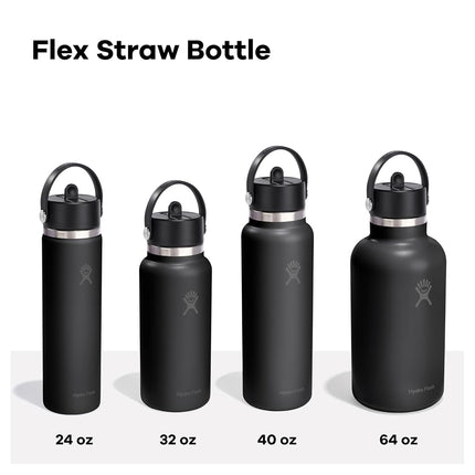 Hydro Flask Water Bottle - Insulated Stainless Steel - Wide Mouth Flex Straw Lid, Non Spill, Leakproof and Refillable in 32 Oz Glitch White