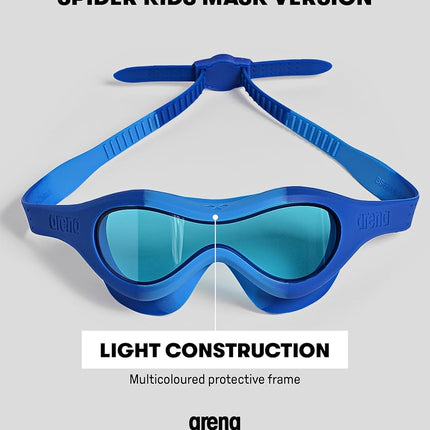 arena Spider Kids Mask Anti-fog Swimming Goggles, Swimming Mask with Large Lenses, Medium-Dark Lenses for Any Environment, UV Protection, Self-Adjusting Nose Bridge, Close-Fitting