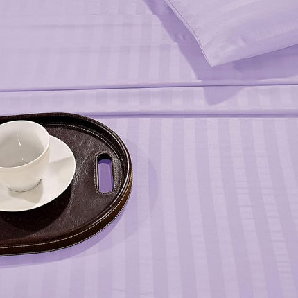 Elegant Comfort Luxury Soft Bed Sheets Dobby Stripe 1500 Premium Hotel Quality Microfiber Softness Wrinkle and Fade Resistant (4-Piece) Bedding Set, Twin, Stripe Periwinkle Lavender