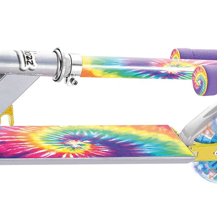 OzBozz TIE DYE SCOOTER WITH FLASHING WHEELS, rainbow