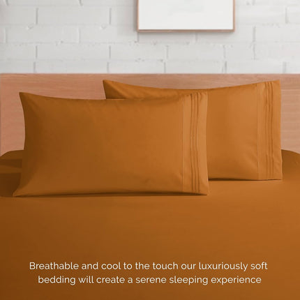 Elegant Comfort Coziest Bedding Set, All Around Elastic Fitted Sheet, Deep Pocket up to 16inch, Microfiber, Light Brown, Queen