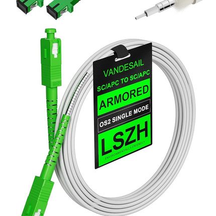 VANDESAIL SC/APC to SC/APC Fiber Patch Cable 15M(4