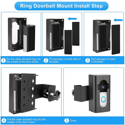 Ring Doorbell Mount, No-Drill Fit for Most Video Doorbell, Apartment Door Holder for Ring Doorbell 1/2/3/3 Plus/4/Pro/2021