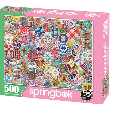 Springbok Puzzles - Crazy Quilts - 500 Piece Jigsaw Puzzle - Large 18 Inches by 23.5 Inches Puzzle - Made in USA - Unique Cut Interlocking Pieces