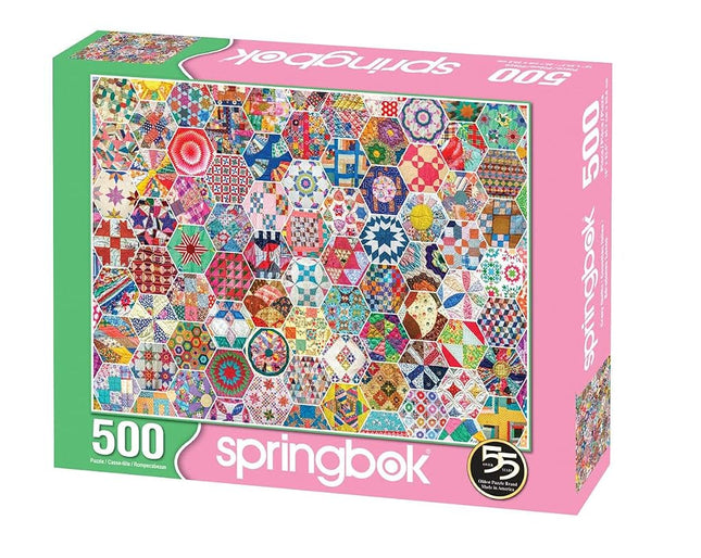 Springbok Puzzles - Crazy Quilts - 500 Piece Jigsaw Puzzle - Large 18 Inches by 23.5 Inches Puzzle - Made in USA - Unique Cut Interlocking Pieces