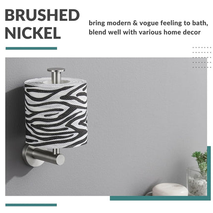 Toilet Paper Holder with Round Plate Aomasi SUS304 Stainless Steel Vertical Tissue Roll Hanger Bathroom Accessory Brushed Nickel