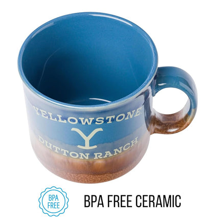 Silver Buffalo Yellowstone Dutton Ranch Reactive Glaze Ceramic Camper Mug, 20 Ounces