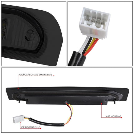 DNA MOTORING 3BL-DRM02-3D-LED-SM Luz de freno trasera de techo LED 3D con lente ahumada [Compatible con Dodge Ram 1500 02-08/Ram 2500 3500 03-09]