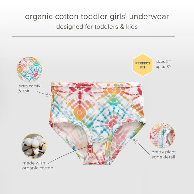 Burt's Bees Baby Toddler Girl Underwear, Organic Cotton, Pack of 5, Dino Friends, 3T