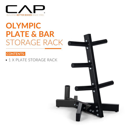 Cap Barbell Olympic Plate Tree Storage Rack for Weights and Bar, Yellow