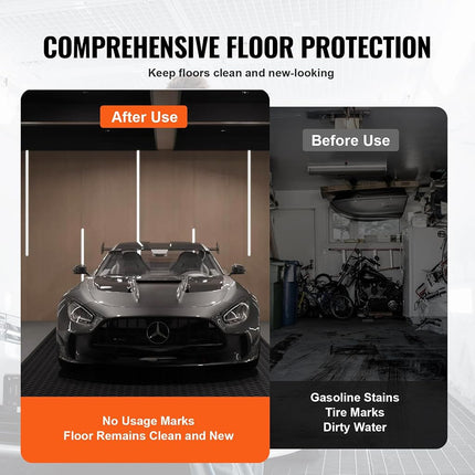 VEVOR Diamond-Plate Rubber Flooring Roll, 3 mm x 4 ft x 8 ft Garage Floor Mat, SBR Rubber Garage Flooring Roll, Easy to Clean, Diamond Plate Rubber Mat for Under Cars, Garage Industry Gym, Black