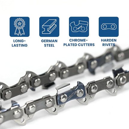 Cadena de motosierra Zentop de 14 pulgadas, paquete de 3, paso de 3/8" LP, calibre de .043", 52 eslabones de transmisión, A0-52DL, compatible con Milwaukee, Ryobi y más- R52