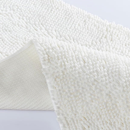Tapis de bain antidérapant, tapis de salle de bain blanc, grand tapis de couloir en chenille lavable, ultra-doux et absorbant, en microfibre à séchage rapide pour le sol de douche par Casual Living, 24 x 60 pouces, blanc