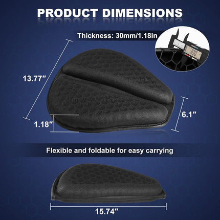 SKYJDM Foldable Motorcycle Gel Seat Cushion, Large 3D Honeycomb Structure Shock Absorption & Breathable Seat Pad for Long Rides (L)