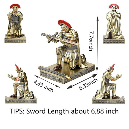 HDMbigmi Centurion Cloak Warrior Knight Pen Holder Mobile Phone Stand Desk Organizers and Accessories for Office and Home (Bronze)