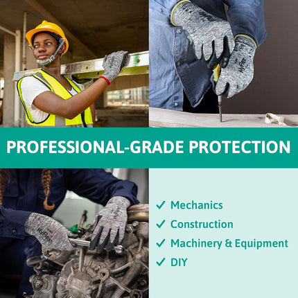 Ansell HyFlex 11-801 Professional Work Gloves, Abrasion Resistant Nitrile Coating with Firm Grip, Multipurpose Protection Gloves, Mechanical and Industrial Safety, Grey, Size XS (12 Pairs)
