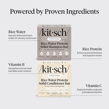 Kitsch Rice Water Solid Shampoo and Conditioner Set for Hair Growth – 2 pcs