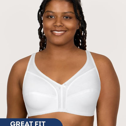 Fruit of The Loom Women's Cotton Soft Cup Bra – Wire-Free with Seamed Design for Extra Support, White/White, 40DD