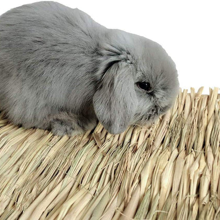 Grass Mat Woven Bed Mat for Small Animal 3PCS Large Bunny Bedding Nest Chew Toy Bed Play Toy for Guinea Pig Parrot Rabbit Bunny Hamster Rat