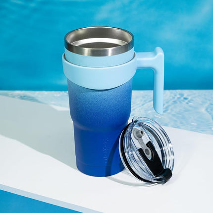 BJPKPK 600 ml Tumbler with Handle & Straw, Insulated Stainless Steel Mug