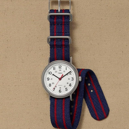 Weekender Timex Central Park Quartz Watch with Analogue Display and Nylon Strap - T2N747, Blue, T2N747PF