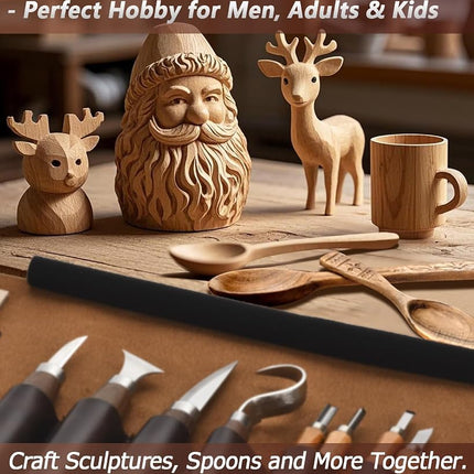 Wood Carving Kit Whittling Kit: Wood Carving Knife Tools with Leather Case