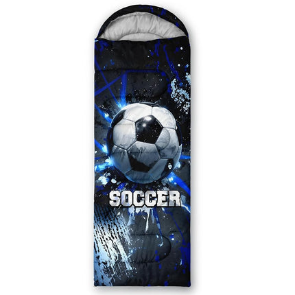 QOOMO Soccer Printed Camping Sleeping Bags,3 Season Warm & Cool Weather,Lightweight,Waterproof Sleeping Bags for Adults & Kids,Traveling,and Outdoors,Camping Gear Equipment,31x90inch