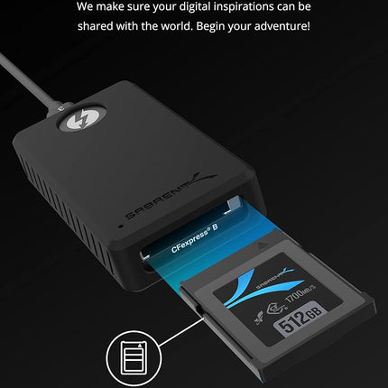 SABRENT Card Reader Thunderbolt 3 CF Express Type B Card Reader, Super Fast 40Gbps CFexpress Reader, USB Type C 3.2 Memory Card Adapter, Aluminum with Rugged Case (CR-T3CF)