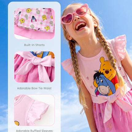 Disney Frozen Girls' Romper with Tulle Skirt and Tulle Skirt for Birthday Summer 2-8 Years, 5-6 Years