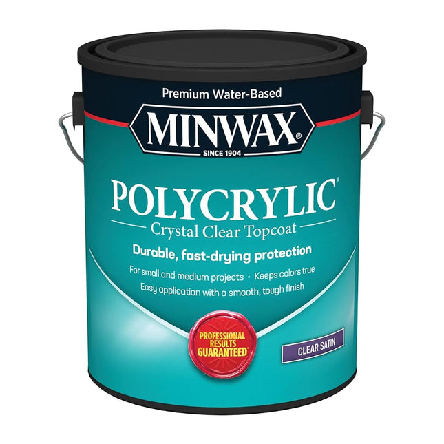 Minwax 13333000 Polycrylic Water-Based Protective Clear Finish, 1 Gallon, Satin