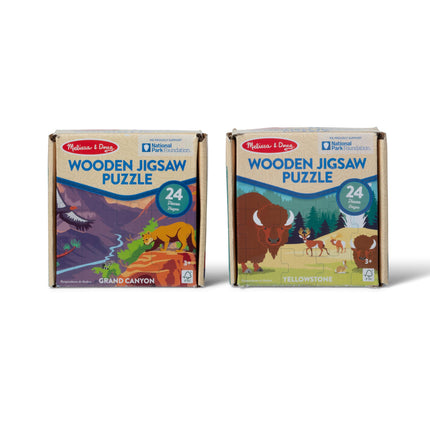 Melissa & Doug Lote de 2 rompecabezas de 24 piezas de los Parques Nacionales Yellowstone y Gran Cañón para niños y niñas de 3 años en adelante