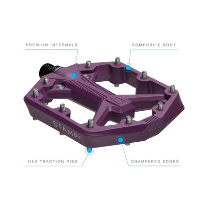 Crankbrothers Stamp 1 Version 2 MTB Pedal, Small Purple