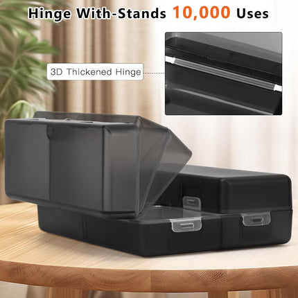 FYY Daily Pill Organizer,2 Pcs 7 Compartments Portable Pill Case Travel Pill Organizer,[Folding Design]Pill Box for Purse Pocket to Hold Vitamins,Cod Liver Oil,Supplements and Medication-Clear Black