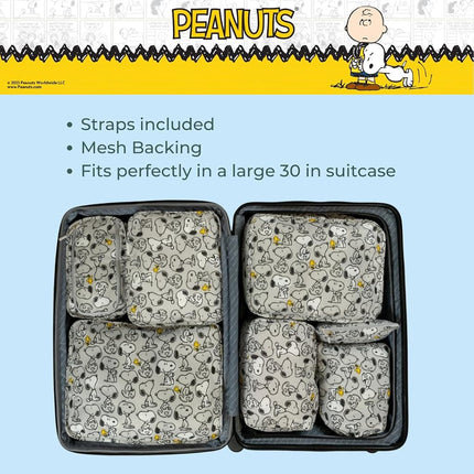 Franco Soft Organization Travel Storage Packing Cubes, 7 Piece Set, Peanuts-Snoopy