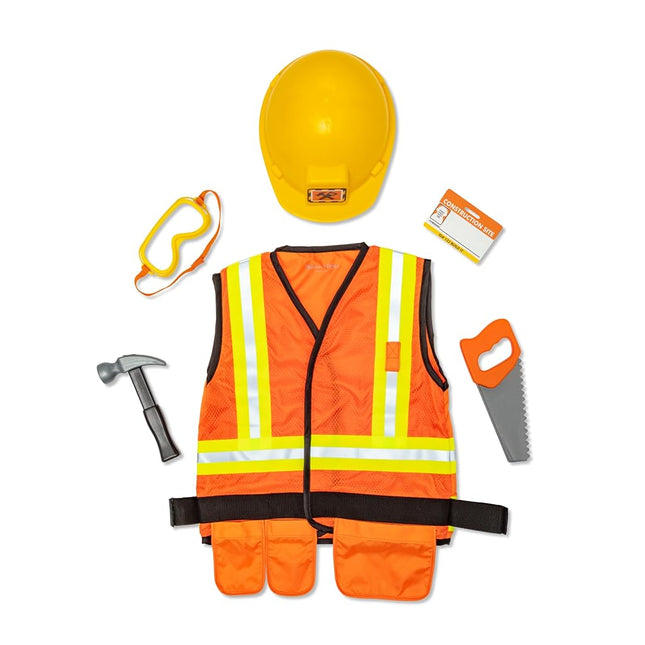 Melissa & Doug Construction Worker Costume Role Play Toys, Fancy Dress for Kids and Toddlers, Builder Costumes, Dressing Up Clothes for Girls or Boys, Pretend Play Gifts Age 3-6