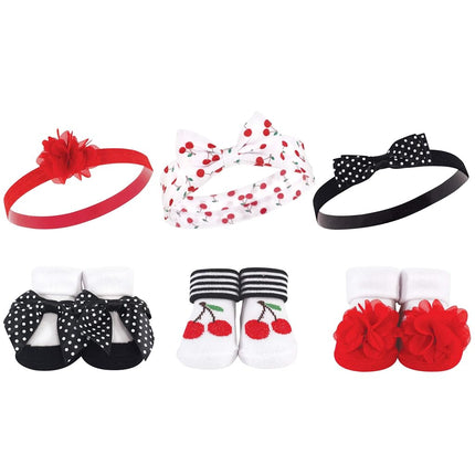 Hudson Baby Girl's Headband and Socks Giftset, Cherry, One Size