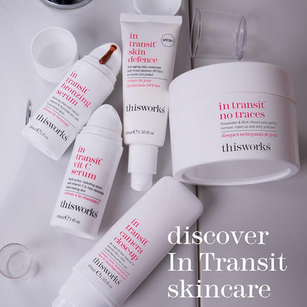 This Works In Transit Skin Defence, 40 ml - SPF Face Moisturiser with Hyaluronic Acid, Vitamin E and Antioxidants - Anti-Aging Daily Face Sunscreen with SPF 45 for Broad-Spectrum UVA/UVB Protection