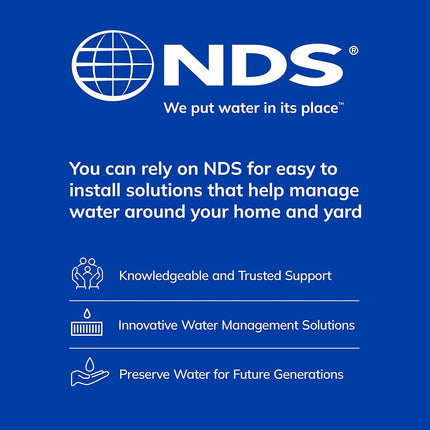 NDS 1200BKITRTL1PK Square Catch Basin Drain Kit with 2-Opening, 2 Adapters, & 1 Outlet Plug, 12-Inch, Black Plastic Grate