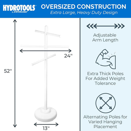 SWIMLINE HYDROTOOLS 89032 Free Standing Poolside Adjustable-Towel Rack with Water Weighted Base Three Arms Tier for Outdoors & Indoors Pool Patio Bathroom Poolside Accessory Holder Bar Drying-Stand