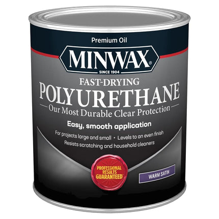 Minwax 63010444 Fast Drying Polyurethane Clear Finish, quart, Satin