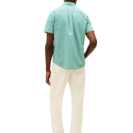 Tommy Hilfiger Men's Heritage Oxford Gingham Regular Short Sleeve Shirts, DEEP Ocean/Check X-Large
