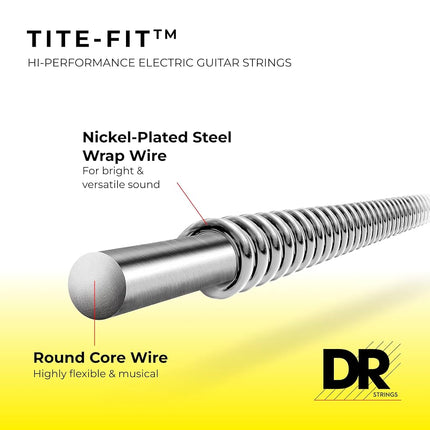 DR Strings TITE-FIT™ - Nickel Plated Electric Guitar Strings: Medium to Super Heavy 10-56