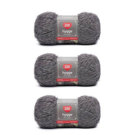 Red Heart Hygge Yarn, 3 Pack (8 Ounce), Sterling 3