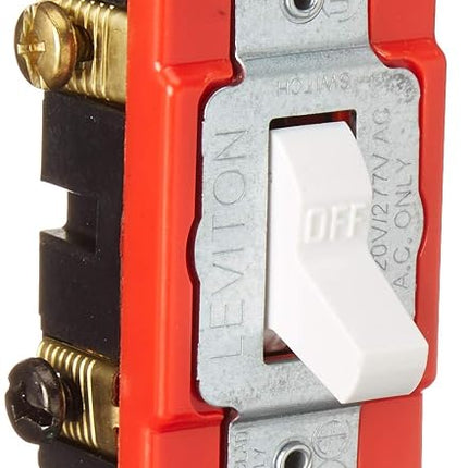 Leviton Toggle Double-Pole AC Quiet Switch, Extra Heavy Duty Grade, 1222-2W, White